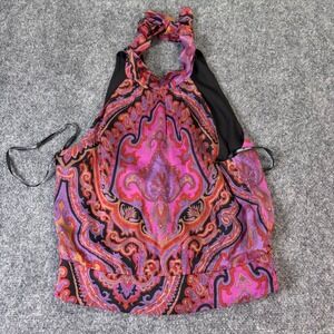 Laundry by Shelli Segal Pink Purple Paisley Halter Top Blouse Size 8